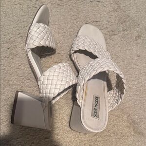 Steve Madden Women's White Braided Heeled Sandals